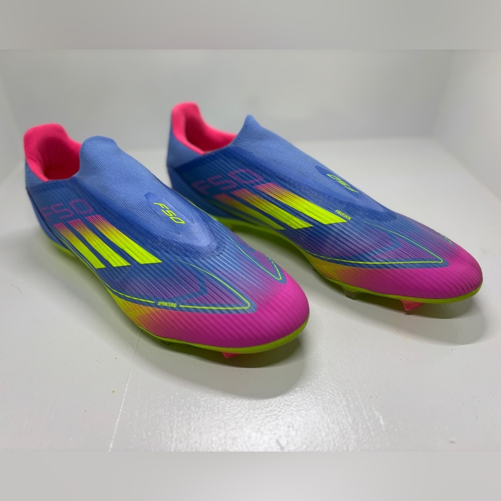 Adidas F50 League Laceless FG/MG Soccer Cleats Men’s Size 13 Blue Pink - Picture 2 of 11
